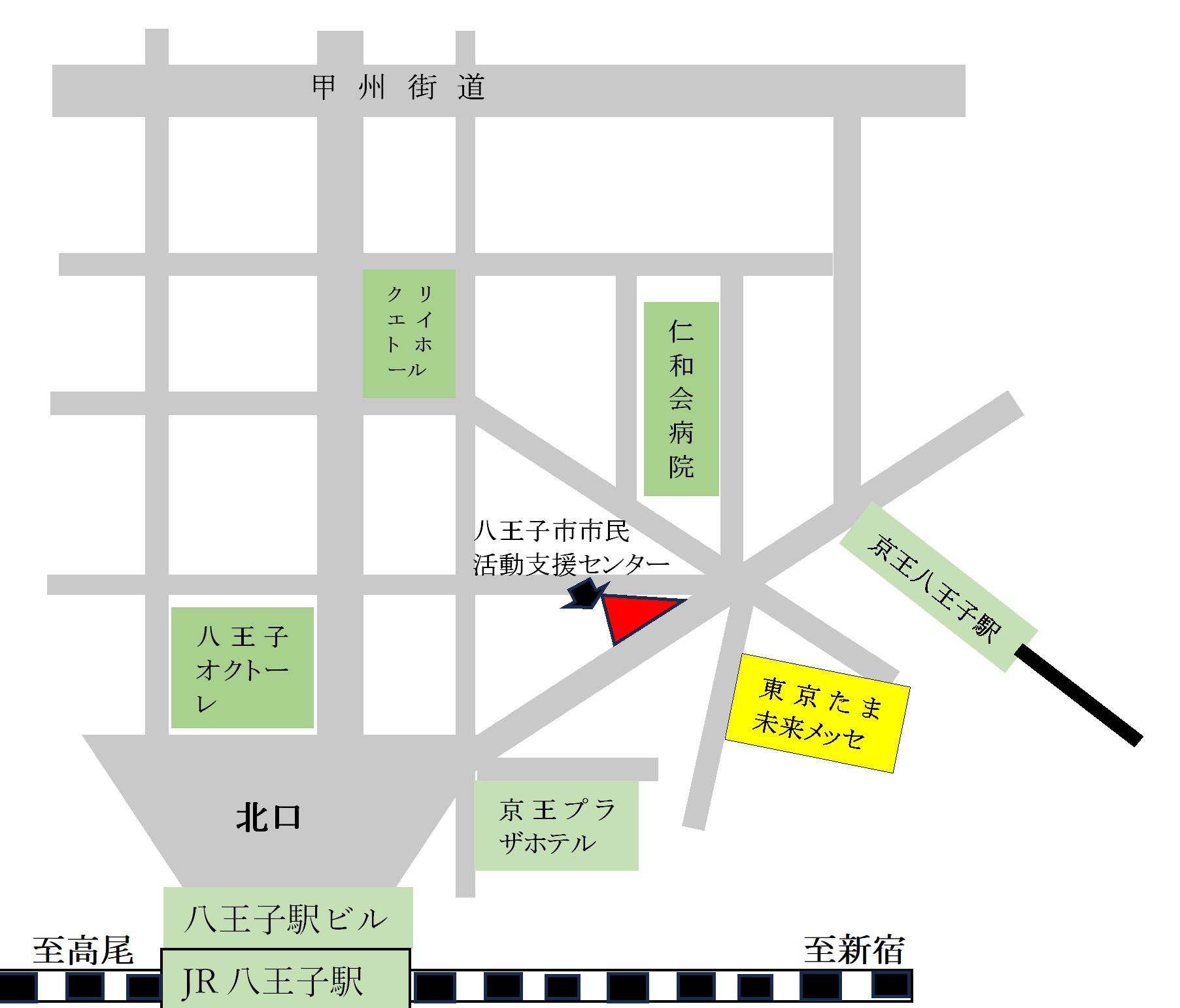 八王子市市民活動支援センター　会議室への地図