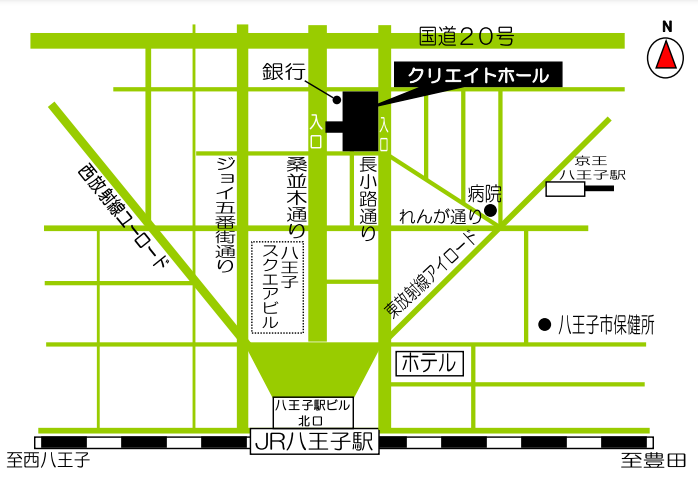 （8/18）八王子市生涯学習ｾﾝﾀｰ（ｸﾘｴｲﾄﾎｰﾙ）11階 第7学習室     （8/25、9/1）八王子市学園都市センター12階　第5セミナー室への地図