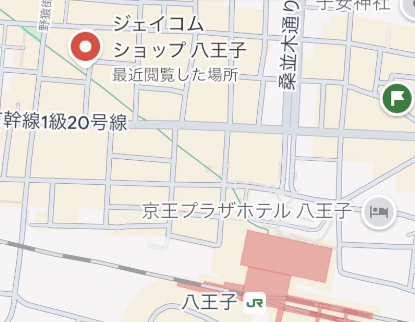八王子駅北口西放射線ユーロード　J:COMショップ前への地図