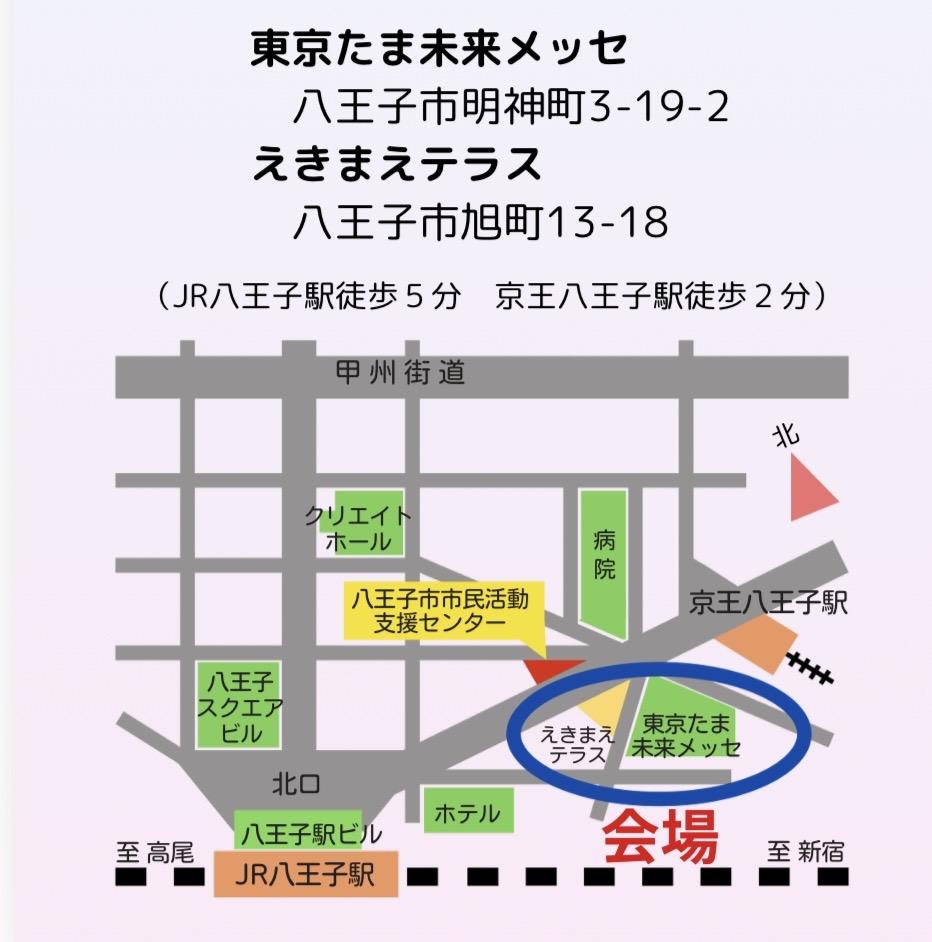 東京たま未来メッセ・えきまえテラスへの地図