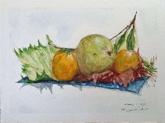 20251109 吉岡さん2花梨と柿_front