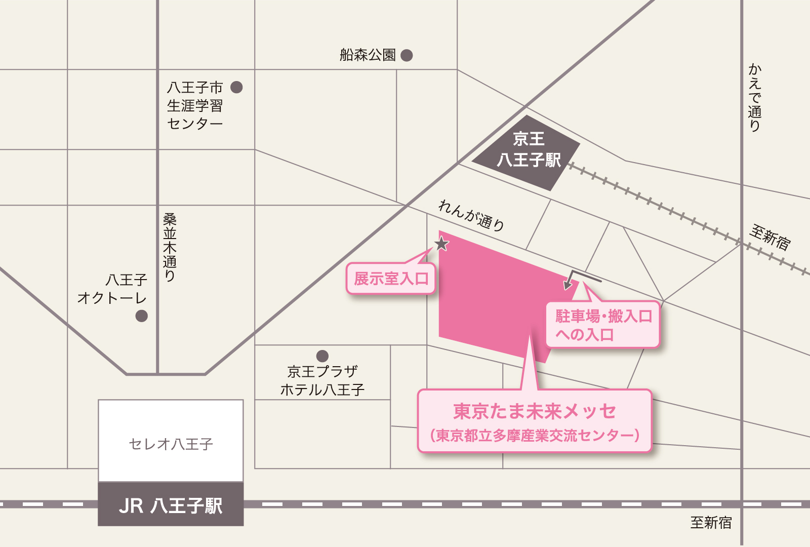 東京たま未来メッセ　展示室A・Bへの地図
