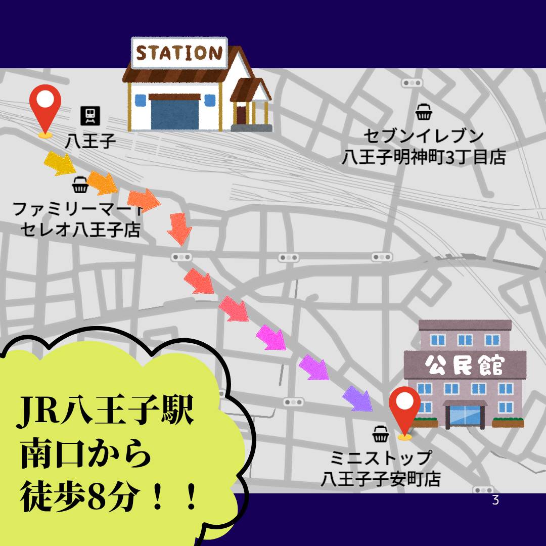八王子市子安市民センター3F会議室1･2への地図