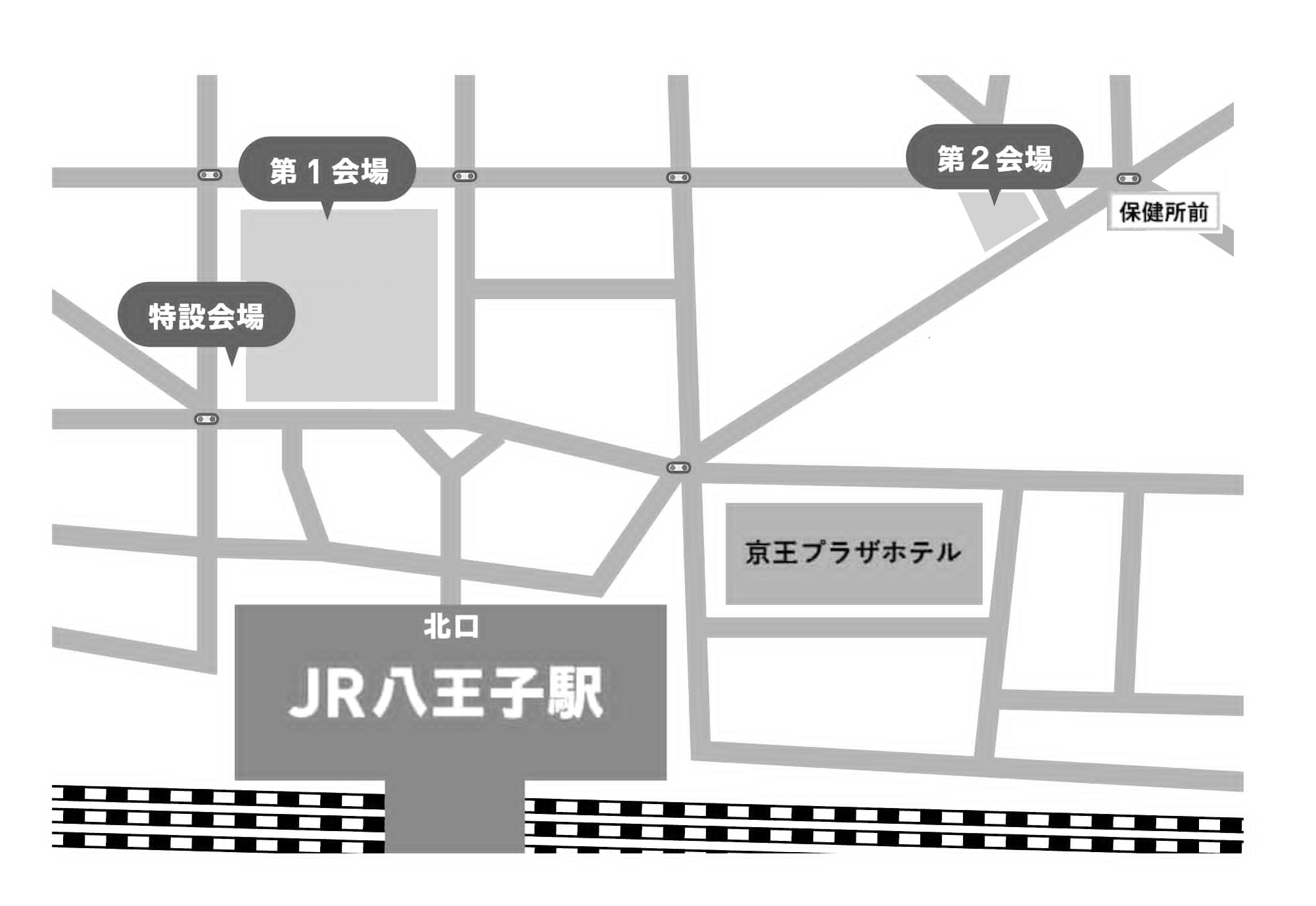 JR八王子駅北口 東急スクエアビル(オクトーレ)1階&12階ホール/ファルマ802ビル地階への地図